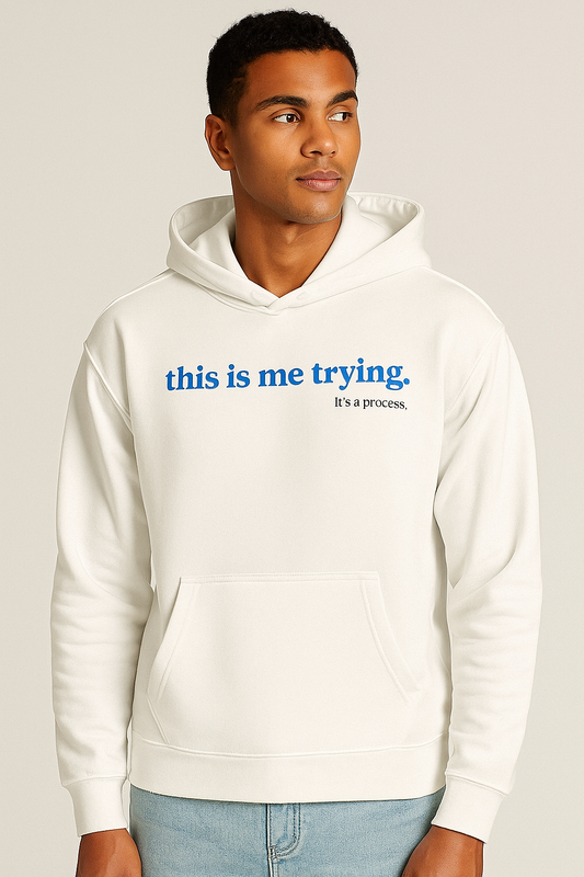 Oversized 'this is me trying' Fleece Hoodie