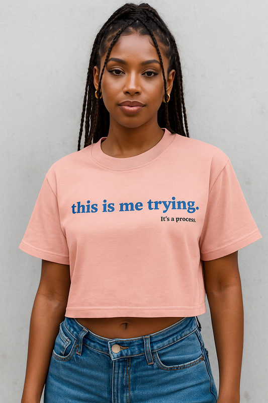 Snow Washed 'this is me trying' Crop Top