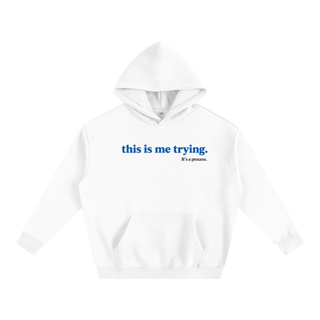 Oversized 'this is me trying' Fleece Hoodie