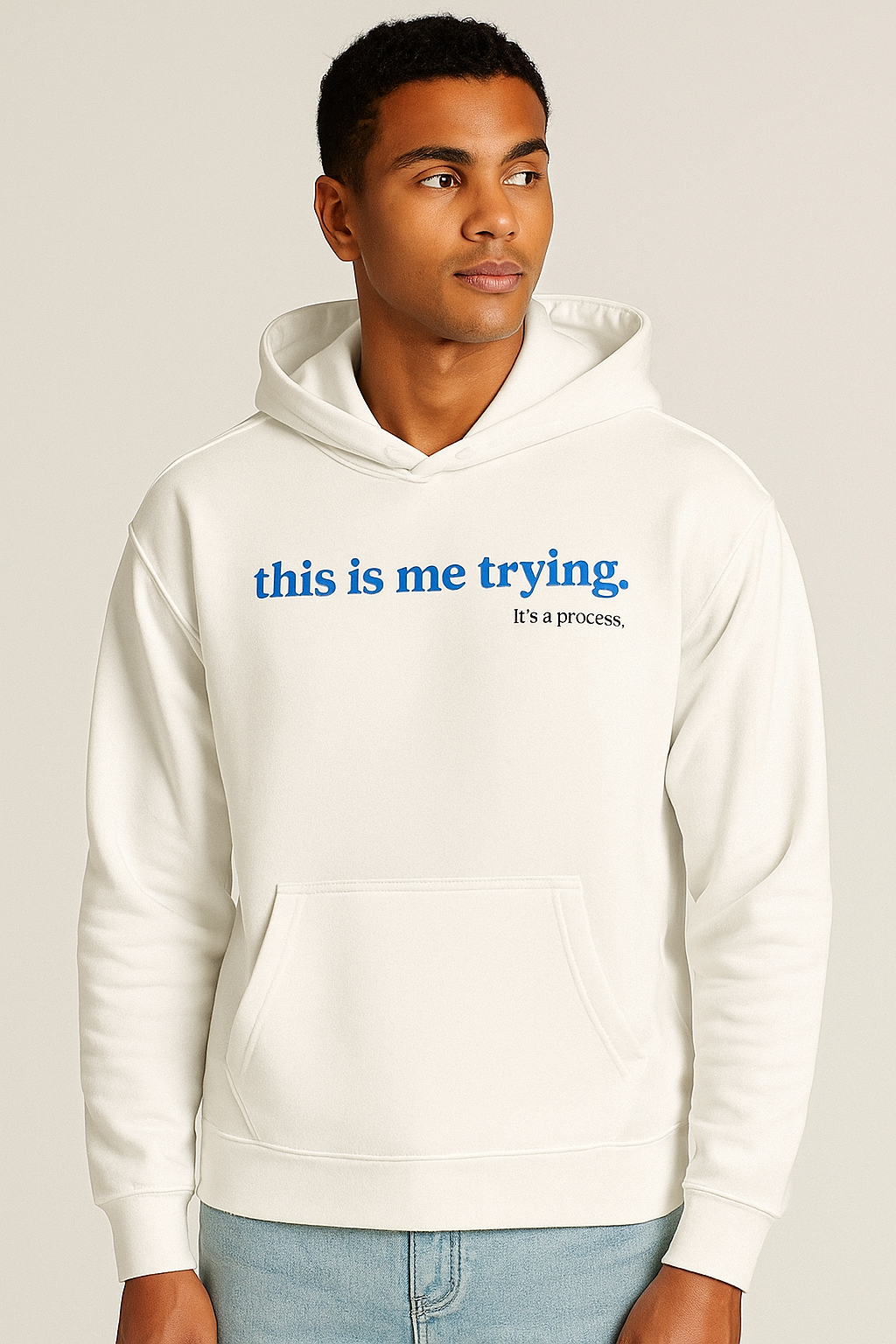 Oversized 'this is me trying' Fleece Hoodie